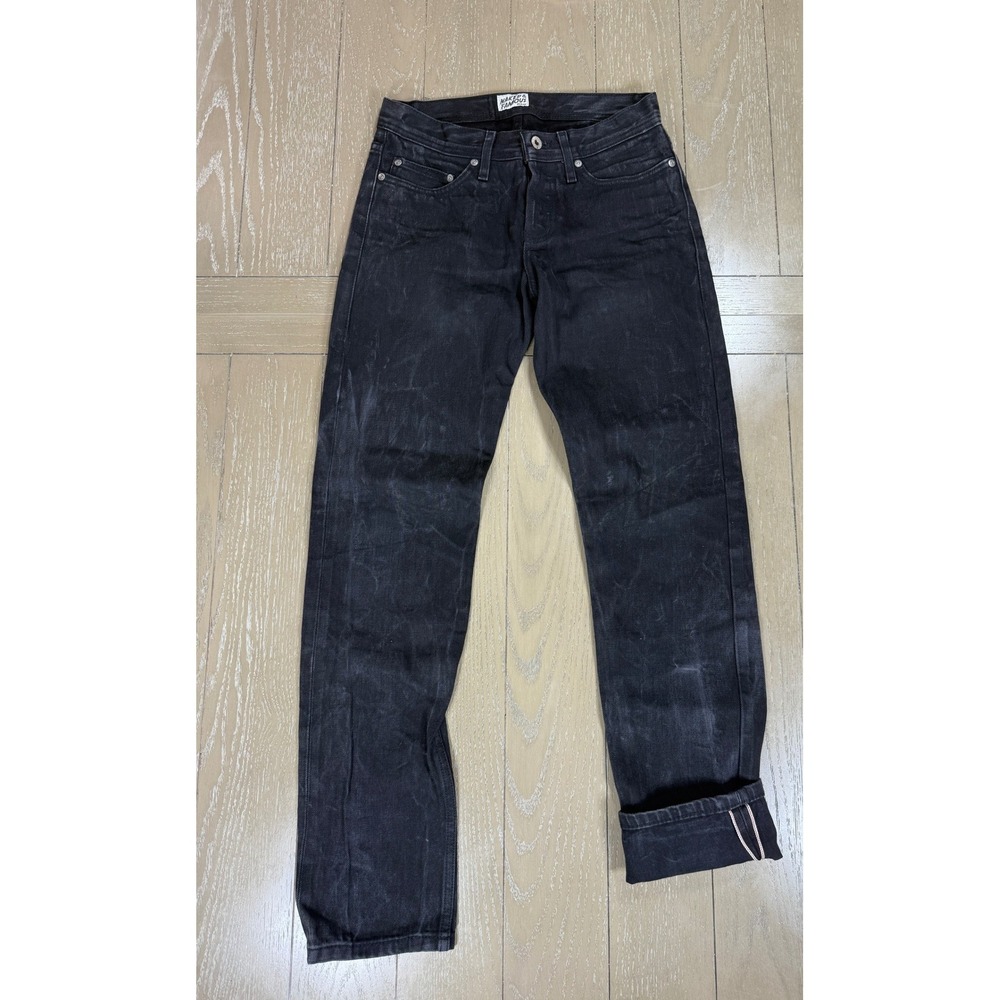 Naked & Famous Weird Guy Jeans Mens 29 Solid Black Selvedge Raw Denim Tapered